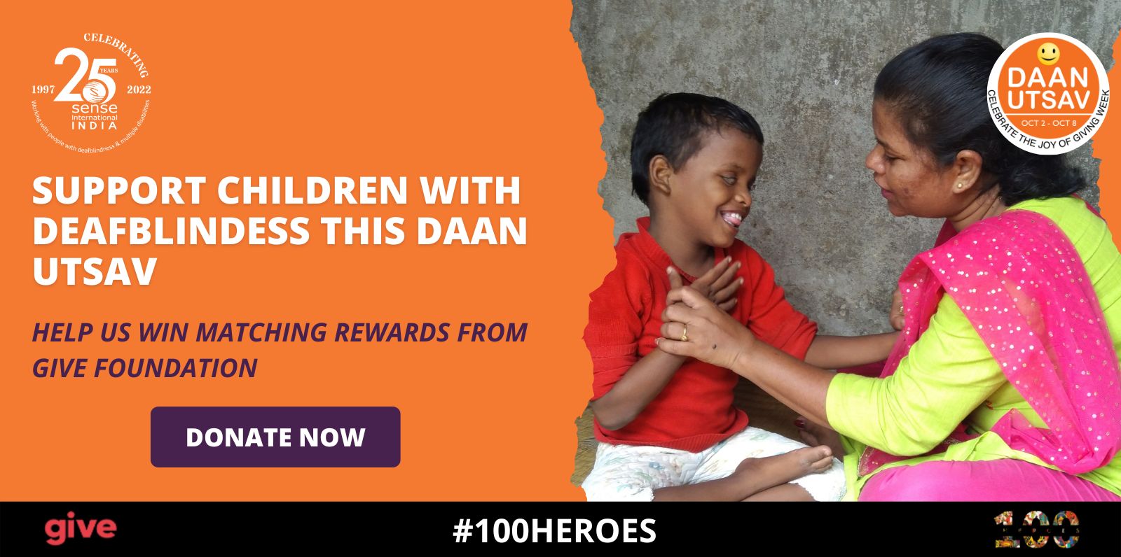 Support Children with Deafblindness this DaanUtsav and help us win matching rewards from Give Foundation